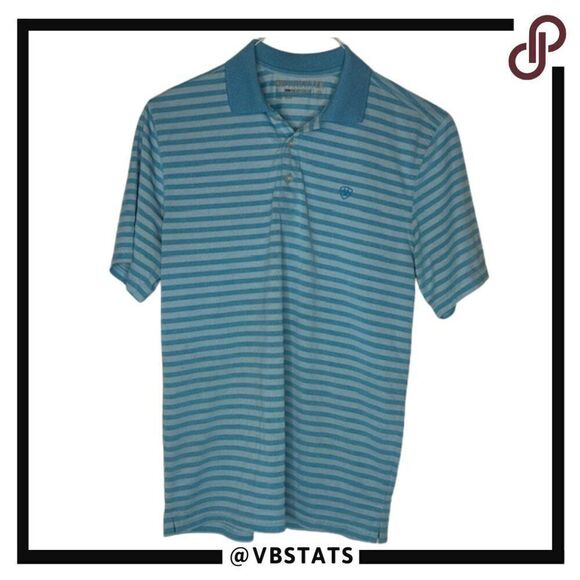 Ariat Tek Heat Series Blue Striped Golf Polo in Size Small - Picture 1 of 5